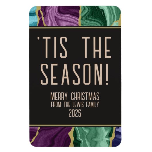 孔雀の水の色のアガートクリスマス マグネット (縦)