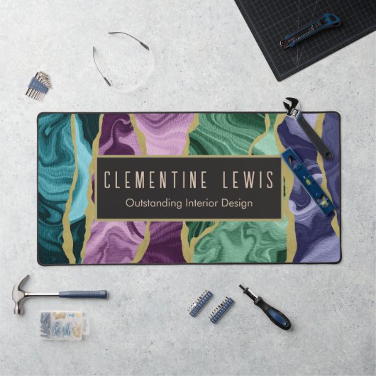 孔雀の水の色の瑪瑙カスタマイズ デスクマット (ワークステーション)