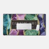 孔雀の水の色の瑪瑙カスタマイズ デスクマット (キーボード&マウス)