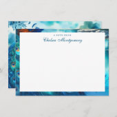 孔雀の水の色絵画の芸術パーソナライズされた ノートカード (正面/裏面)