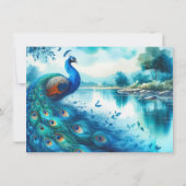 孔雀の水の色絵画の芸術パーソナライズされた ノートカード (裏面)