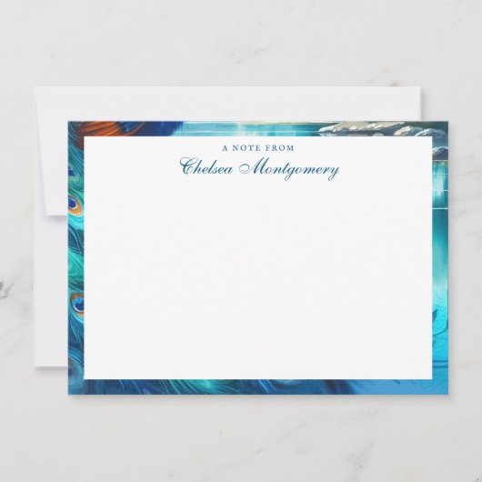 孔雀の水の色絵画の芸術パーソナライズされた ノートカード (正面)