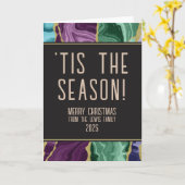 孔雀の水彩瑪瑙クリスマスカード カード (黄色い花)