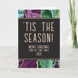 孔雀の水彩瑪瑙クリスマスカード カード