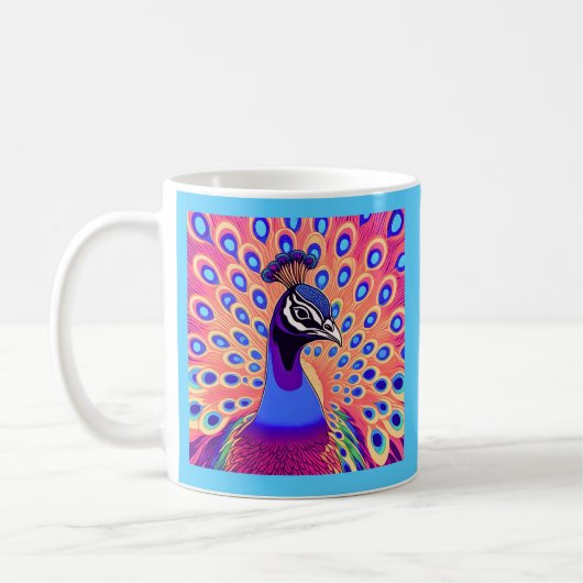 孔雀の水彩画 コーヒーマグカップ (左)