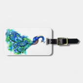 孔雀の水彩画 ラゲッジタグ (正面横)