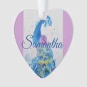 孔雀の水色ブルーガールズクリスマスデコレーション オーナメント (正面)