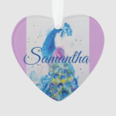 孔雀の水色ブルーガールズクリスマスデコレーション オーナメント (正面)