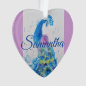 孔雀の水色ブルーガールズクリスマスデコレーション オーナメント (正面)