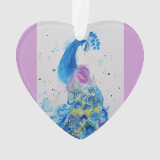 孔雀の水色ブルーガールズクリスマスデコレーション オーナメント (裏面)