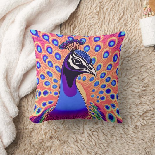 孔雀の水色 クッション (ブランケット)