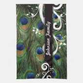 孔雀の渦巻き キッチンタオル (縦)