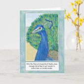 孔雀の漫画のおもしろいな誕生日の挨拶状 カード (黄色い花)