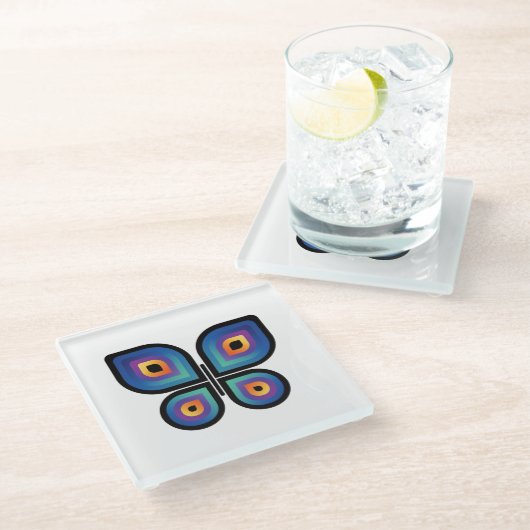 孔雀の炎の蝶 ガラスコースター (アングル)