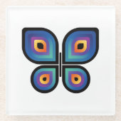 孔雀の炎の蝶 ガラスコースター (正面)