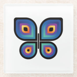 孔雀の炎の蝶 ガラスコースター