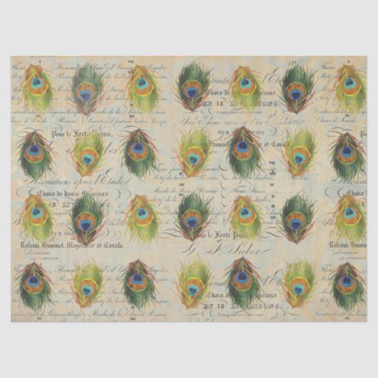 孔雀の短命なもののComplimentry Decoupageの紙 薄葉紙 (正面)