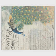 孔雀の短命なもののDecoupageの紙