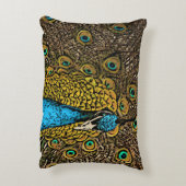 孔雀の素晴らしさのイラストレーション アクセントクッション (裏面(縦))