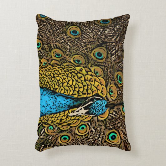 孔雀の素晴らしさのイラストレーション アクセントクッション (正面(垂直))