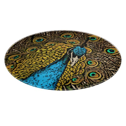 孔雀の素晴らしさのイラストレーション カッティングボード (角)