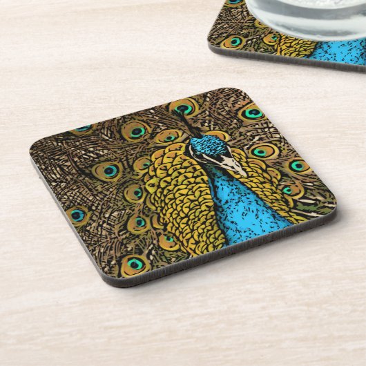 孔雀の素晴らしさのイラストレーション コースター (左側)