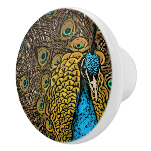 孔雀の素晴らしさのイラストレーション セラミックノブ (右)