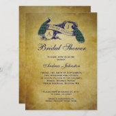 孔雀の素朴なブライダルシャワー 招待状 (正面/裏面)