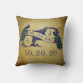 孔雀の素朴な結婚式の恋人の枕 クッション (裏面)