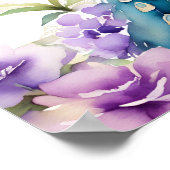 孔雀の紫の花のインディアン結婚の歓迎サイン ポスター (角)