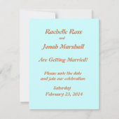 孔雀の結婚式の保存日付カード セーブザデート (裏面)