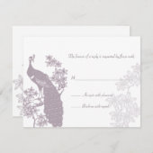 孔雀の結婚式の応答カード 出欠カード (正面/裏面)