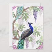 孔雀の結婚式の日付を保存 サンキューカード (裏面)