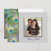 孔雀の結婚式の日付を保存 案内ポストカード (正面/裏面)