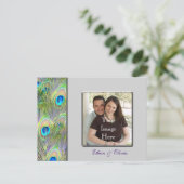 孔雀の結婚式の日付を保存 案内ポストカード (スタンド正面)