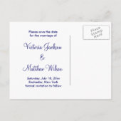 孔雀の結婚式の日付を保存 案内ポストカード (裏面)