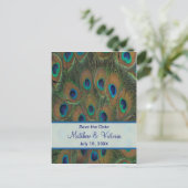 孔雀の結婚式の日付を保存 案内ポストカード (スタンド正面)