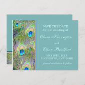 孔雀の結婚式の日付を保存 案内ポストカード (正面/裏面)