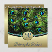 孔雀の結婚式招待状 招待状 (正面/裏面)