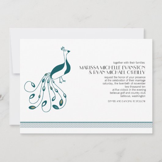 孔雀の結婚式招待状 招待状 (正面)