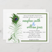 孔雀の結婚式招待状 5X7 招待状 (正面/裏面)