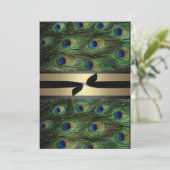 孔雀の緑及び金ゴールドの結婚式招待状 招待状 (スタンド正面)