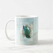 孔雀の美しいターコイズのヴィンテージのぼろぼろの鳥 コーヒーマグカップ (左)