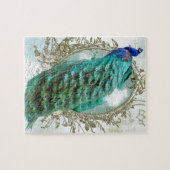 孔雀の美しいターコイズのヴィンテージのぼろぼろの鳥 ジグソーパズル (横)