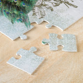 孔雀の美しいターコイズのヴィンテージのぼろぼろの鳥 ジグソーパズル (側面)