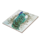 孔雀の美しいターコイズのヴィンテージのぼろぼろの鳥 タイル (側面)