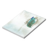 孔雀の美しいターコイズヴィンテージの汚れた鳥 ノートパッド (回転)