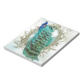 孔雀の美しいターコイズヴィンテージの汚れた鳥 ノートパッド (回転)