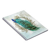孔雀の美しいターコイズヴィンテージの汚れた鳥 ノートブック (右側)