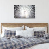 孔雀の美しい白アルビノの羽毛 キャンバスプリント (インサイチュ (寝室))